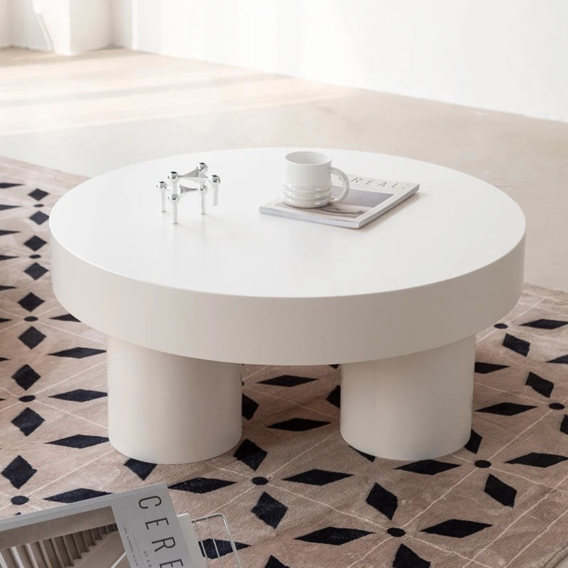Minimalist Round Solid Oak Coffee Table - Modern Design Accent Table
