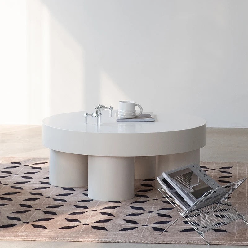 Minimalist Round Solid Oak Coffee Table - Modern Design Accent Table