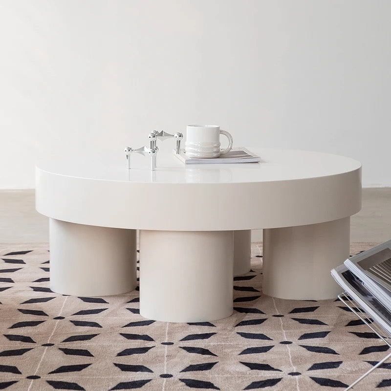 Minimalist Round Solid Oak Coffee Table - Modern Design Accent Table