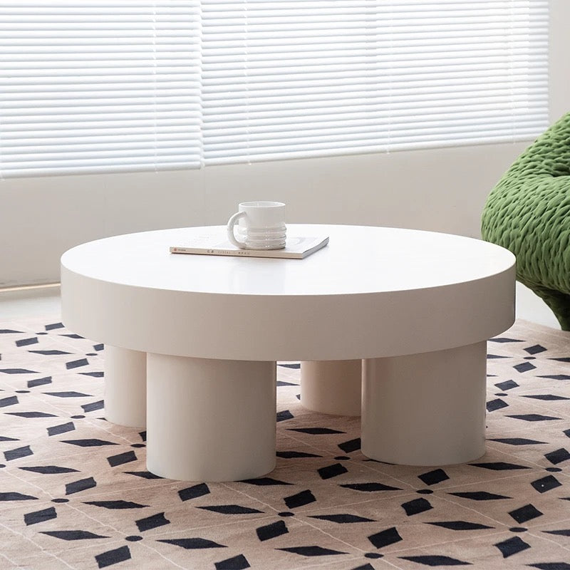 Minimalist Round Solid Oak Coffee Table - Modern Design Accent Table
