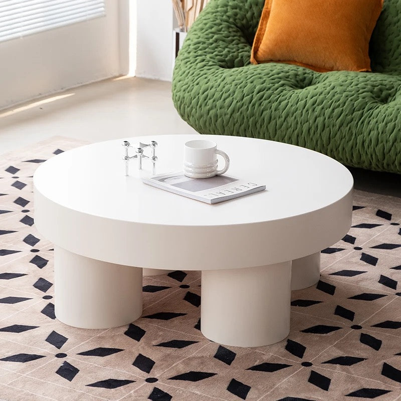 Minimalist Round Solid Oak Coffee Table - Modern Design Accent Table