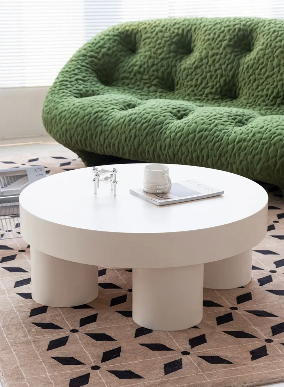 Minimalist Round Solid Oak Coffee Table - Modern Design Accent Table