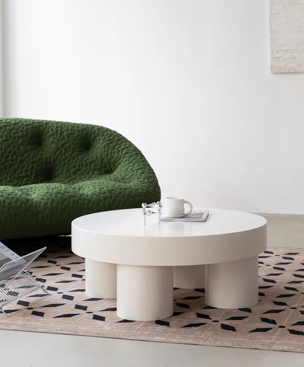 Minimalist Round Solid Oak Coffee Table - Modern Design Accent Table