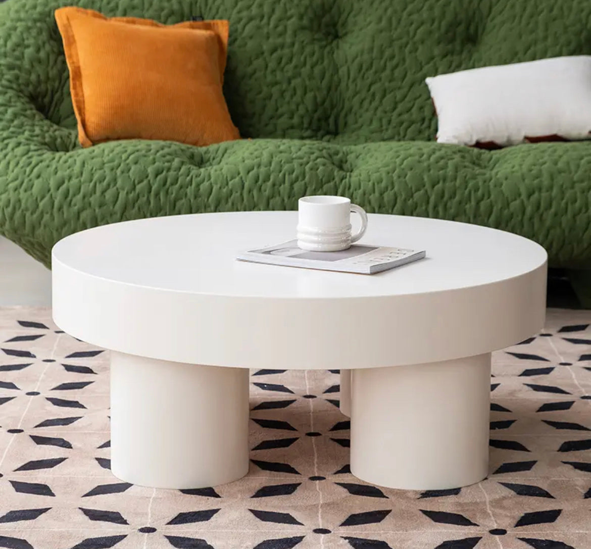 Minimalist Round Solid Oak Coffee Table - Modern Design Accent Table