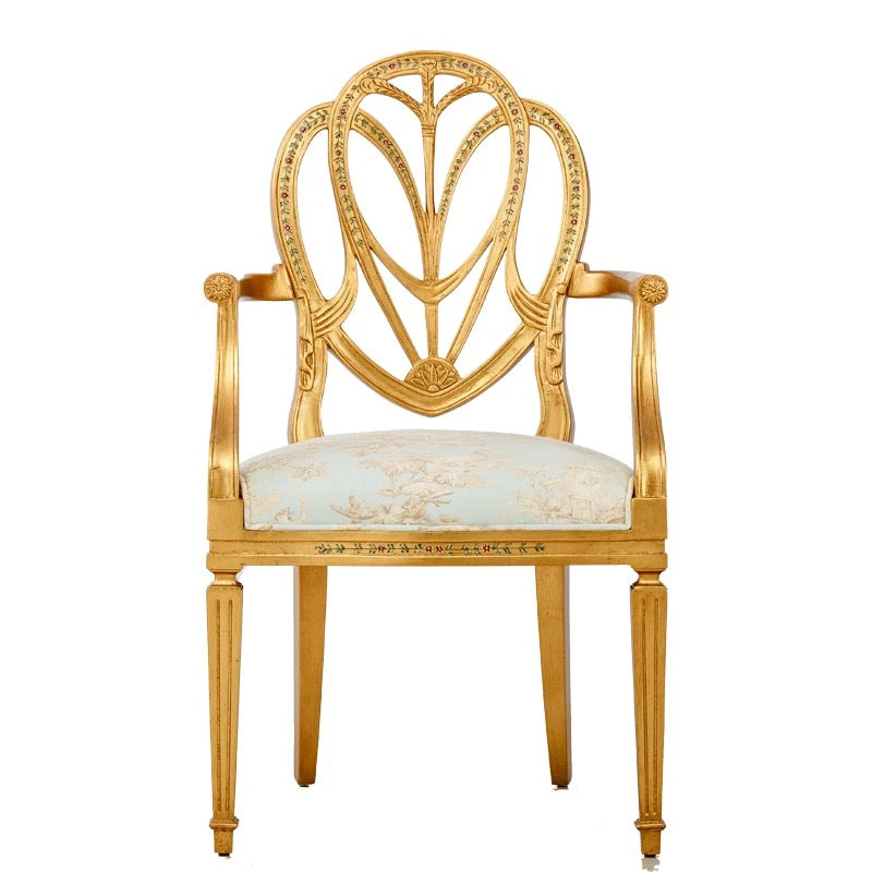 Dinning Chair Hollow Out Back Comfortable Brass Baroque Design Dining Room Chairs
