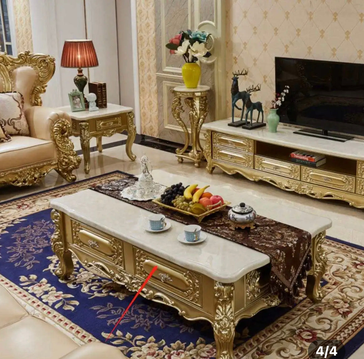2023 New Arrival Antique European Sofa Baroque Style Classic Design Real Leather Sofa Set