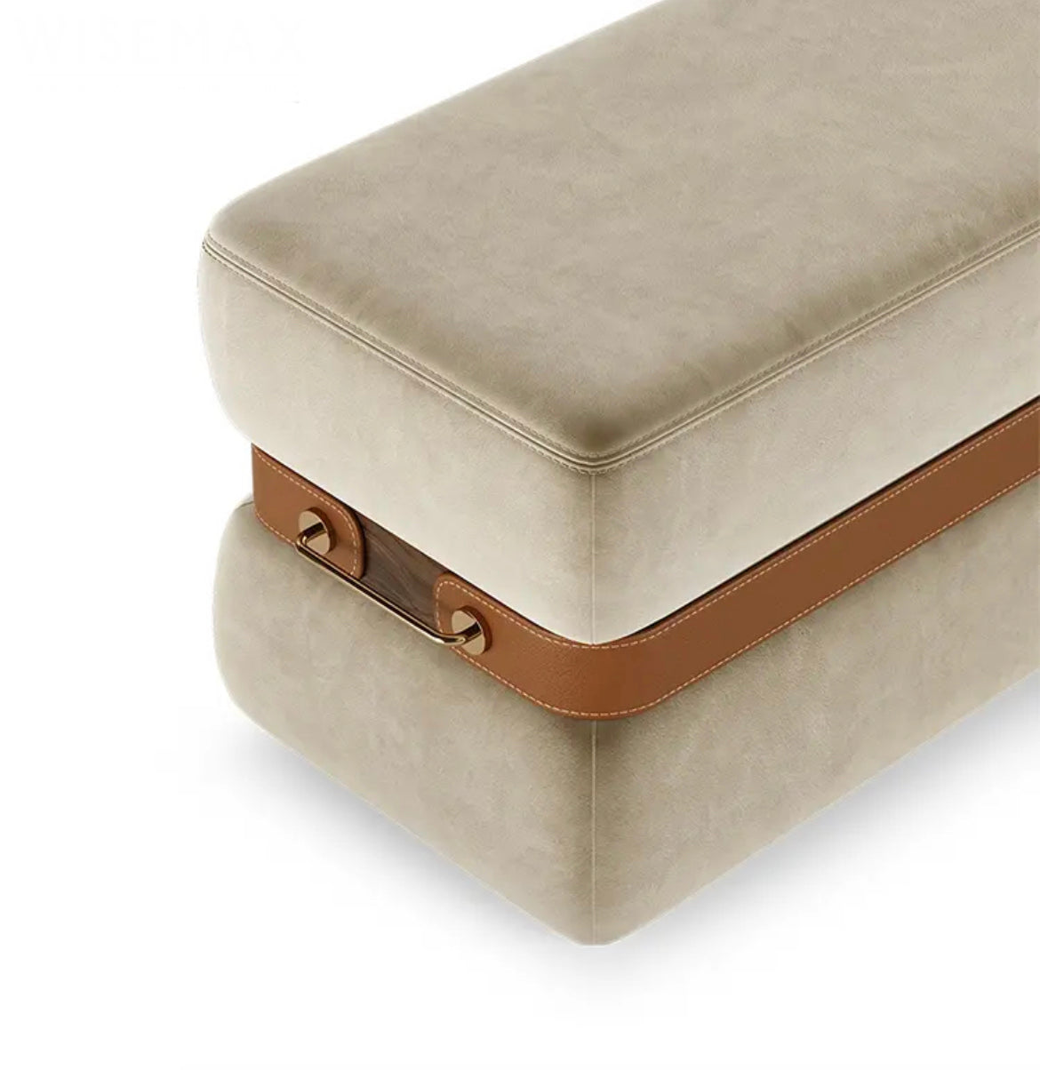 Bench Luxury Design Living Room Velvet Suddle Leather Long Benches