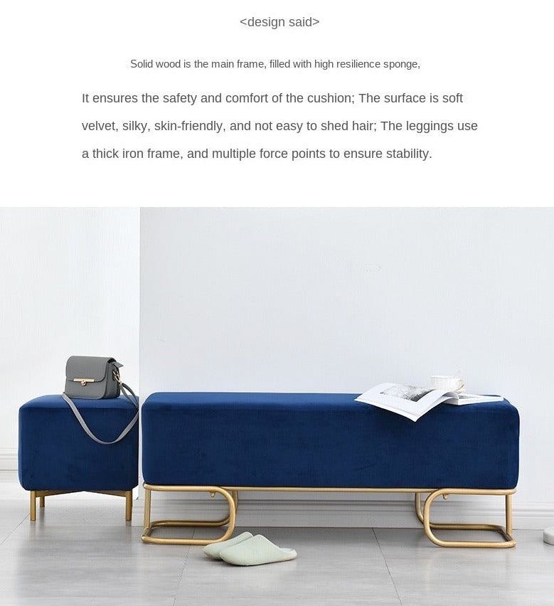 Bench Luxury Design Fabric Shoe Stool Cast Iron Slat Wooden Long Benches
