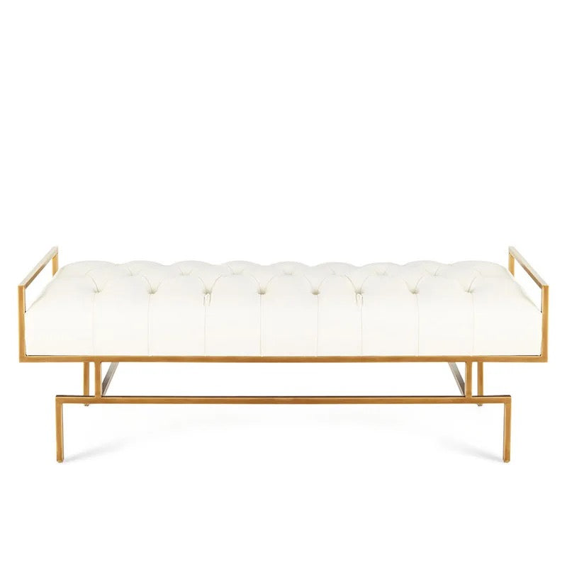 Bench Light Luxury Soft Leather Buckle Long Bench Bed End Replacement Benches