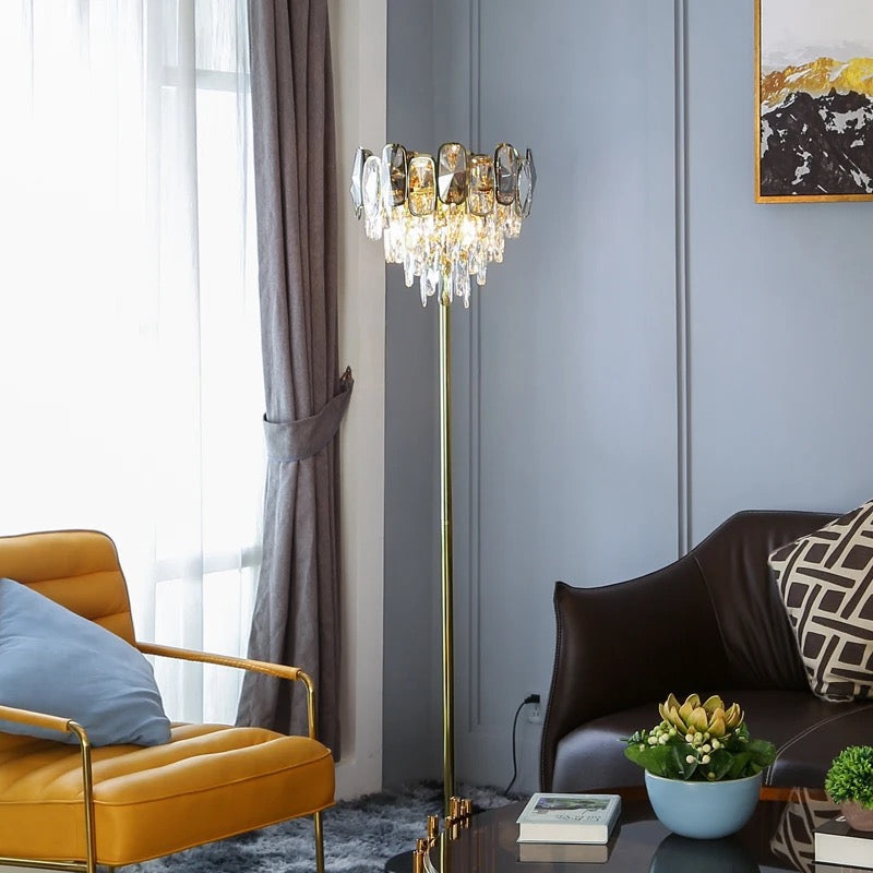 Lampe de table d'intérieur fantaisie en cristal doré, lampes de table au design moderne