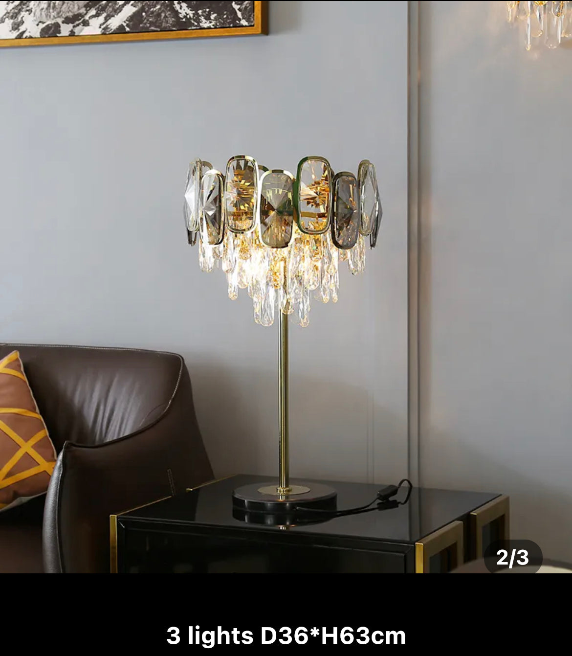 Lampe de table d'intérieur fantaisie en cristal doré, lampes de table au design moderne