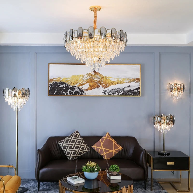 Lampe de table d'intérieur fantaisie en cristal doré, lampes de table au design moderne