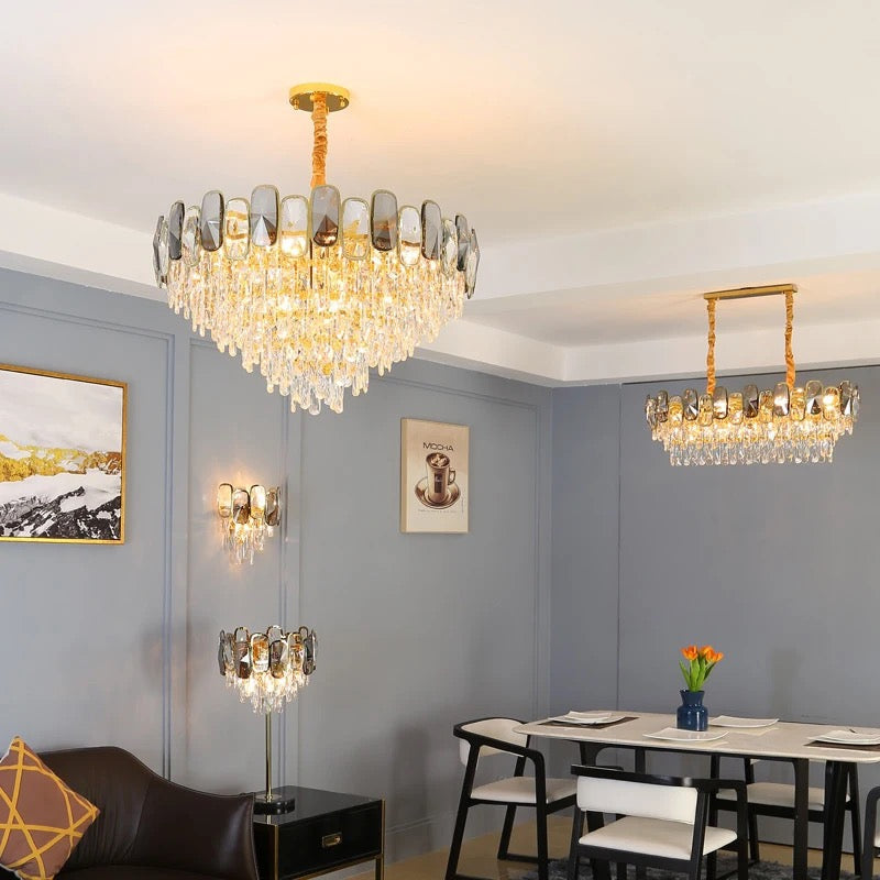 Lampe de table d'intérieur fantaisie en cristal doré, lampes de table au design moderne
