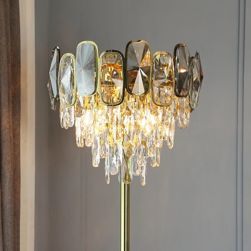 Lampe de table d'intérieur fantaisie en cristal doré, lampes de table au design moderne