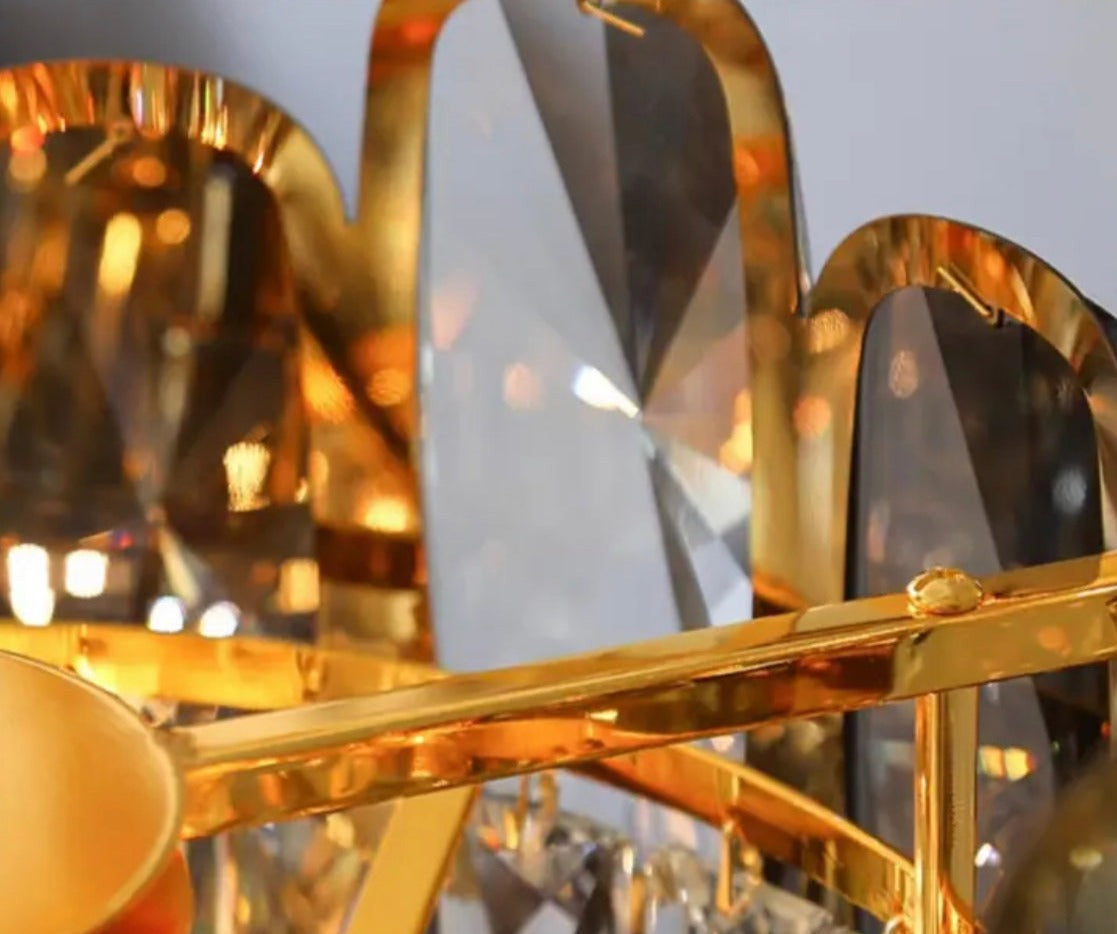 Lampe de table d'intérieur fantaisie en cristal doré, lampes de table au design moderne