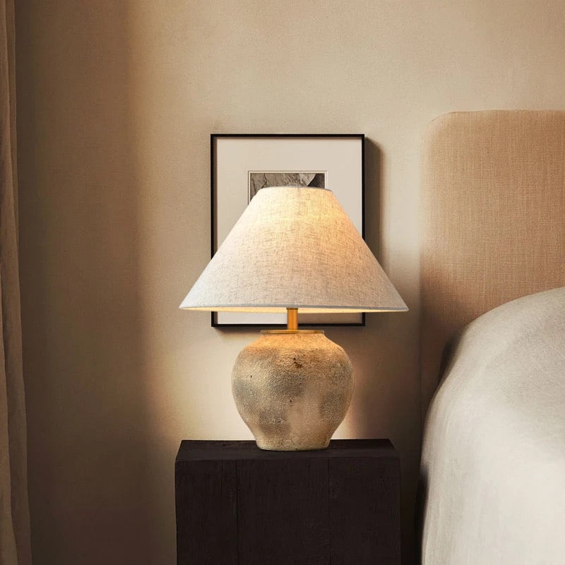 Table Lamp Handmade Clay Pot Retro Table Lights Deco Bedroom Ceramic Table Lamps