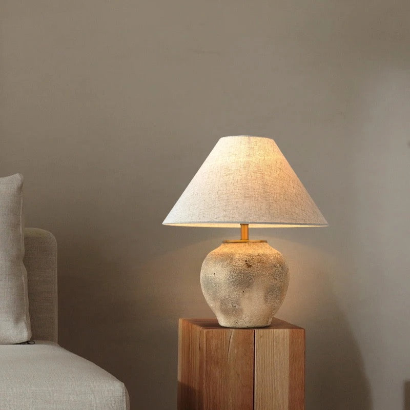 Table Lamp Handmade Clay Pot Retro Table Lights Deco Bedroom Ceramic Table Lamps