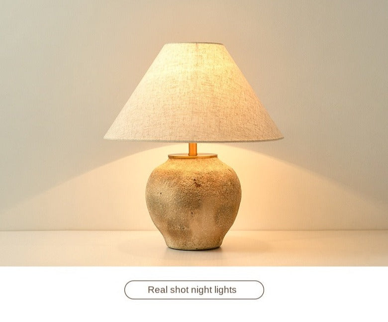 Table Lamp Handmade Clay Pot Retro Table Lights Deco Bedroom Ceramic Table Lamps