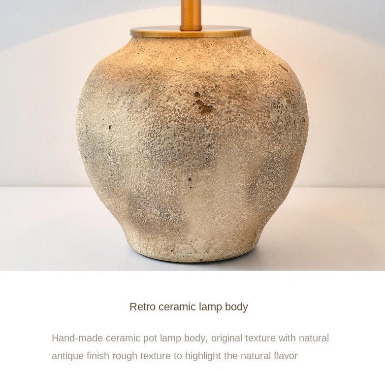 Table Lamp Handmade Clay Pot Retro Table Lights Deco Bedroom Ceramic Table Lamps