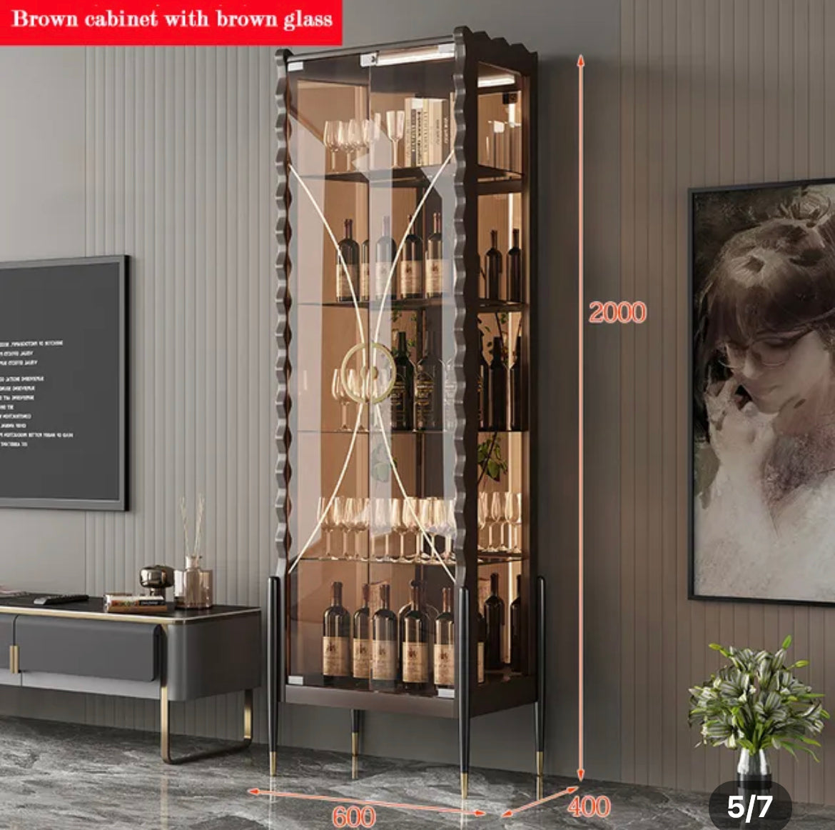 Display Wine Cabinet Light Luxury Glass Wine Cabinet Wall Modern Living Room Display Cabinets