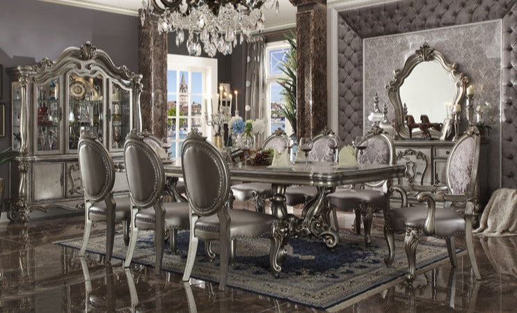 American Luxury Baroque 6-Seater Dining Table Set - Solid Wood with Storage
