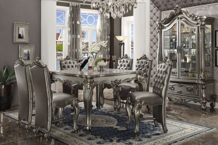 American Luxury Baroque 6-Seater Dining Table Set - Solid Wood with Storage