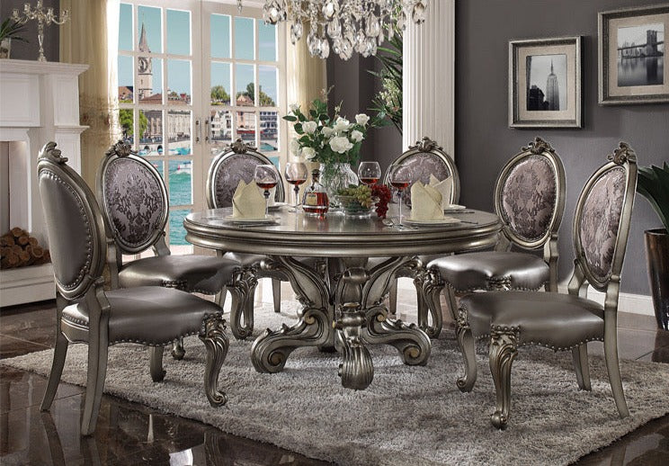 American Luxury Baroque 6-Seater Dining Table Set - Solid Wood with Storage