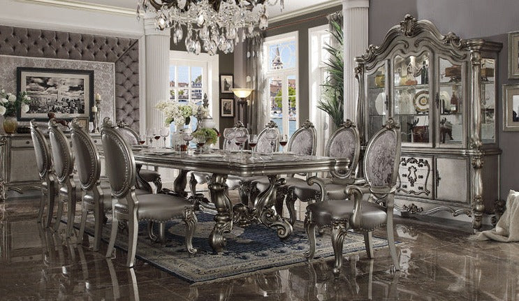 American Luxury Baroque 6-Seater Dining Table Set - Solid Wood with Storage
