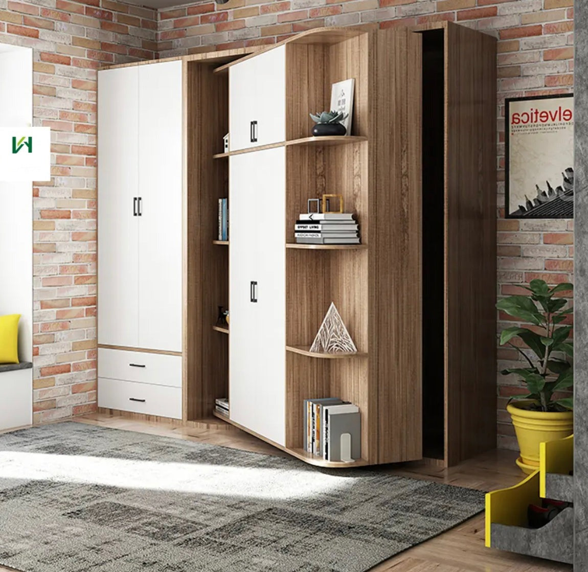 Wall Bed Custom Made Multipurpose Smart Bedroom Furniture Rotating Space Saving Hidden Wall Murphy Beds