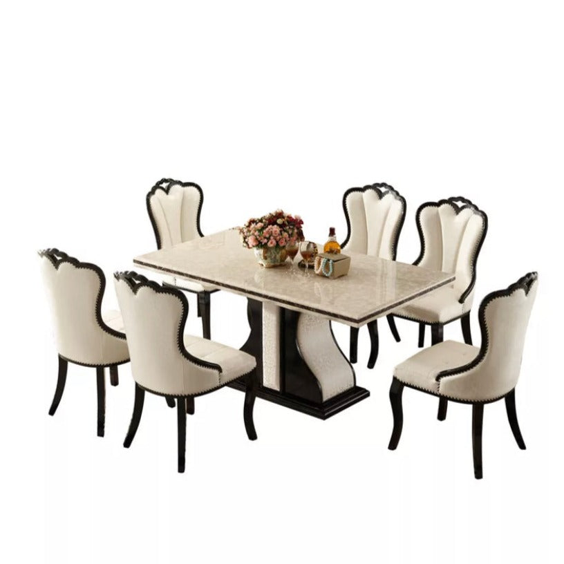 Youhome Luxury Marble Dining Table Set - Modern 8-10 Seater Rectangular White