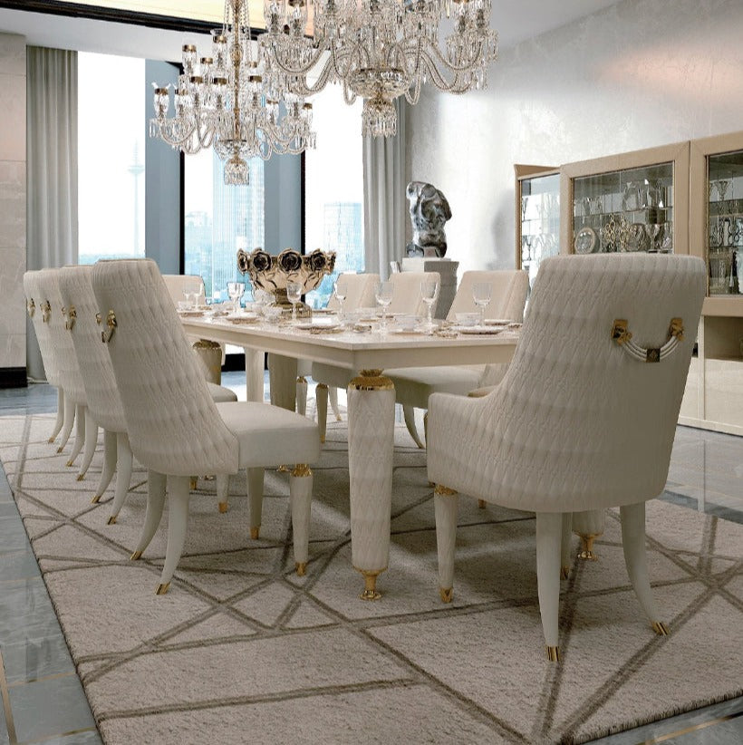 Italian Luxury Marble Rectangular 10-Seater Dining Table - Customizable Dining Room