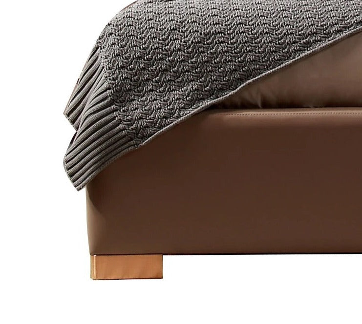 Bedroom Bed American Style Squaring Modern Luxury Furniture Queen Size Genuine Leather Bed