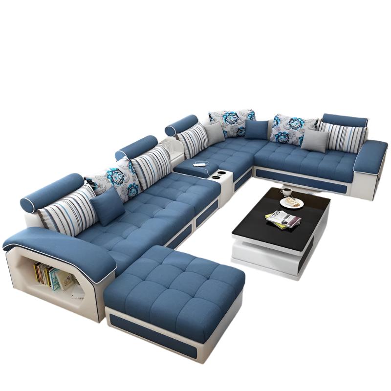 Sofa Living Room Furniture 7 Seater Couch Longue L U Shaped Sectional Leather Sofa Bed