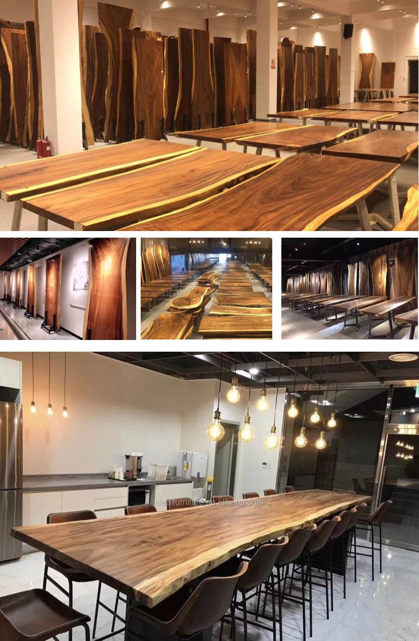 Modern Solid Walnut Wood Dining Table - Customizable Size Unique Dining Table