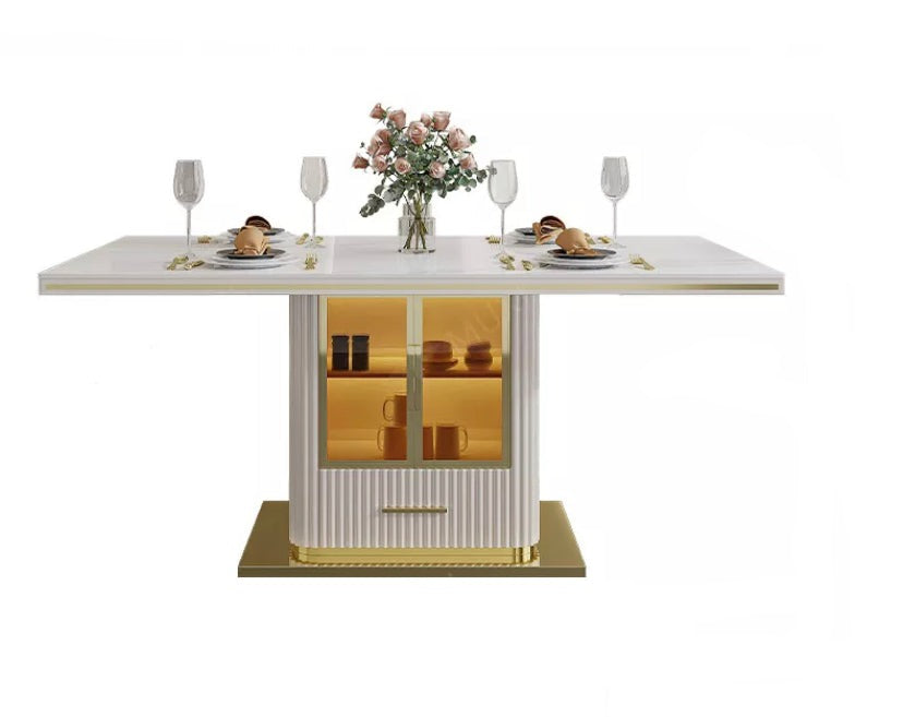 Mesa De Comedor De Oro Blanco Mesa De Comedor De Lujo Moderna Y Ligera Esszimmertisch
