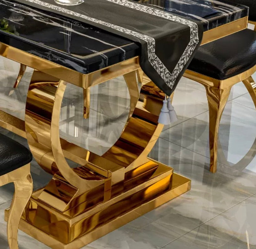 Luxury Modern Stainless Steel Dining Table 6-8 Seater - Unique Metal Design Table
