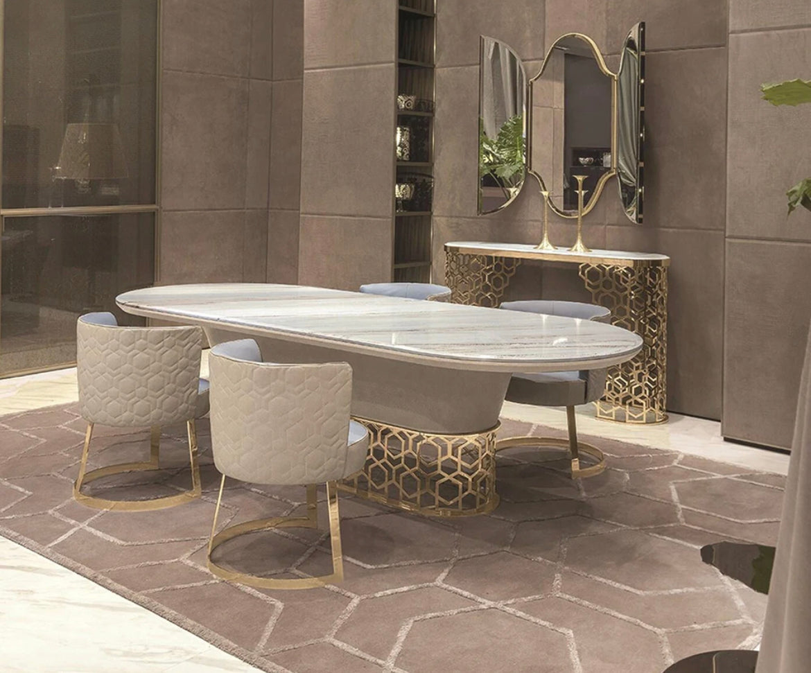 Dining Table Set High Quality Bespoke Furniture Oval High End Marble Table Dining Room Furniture