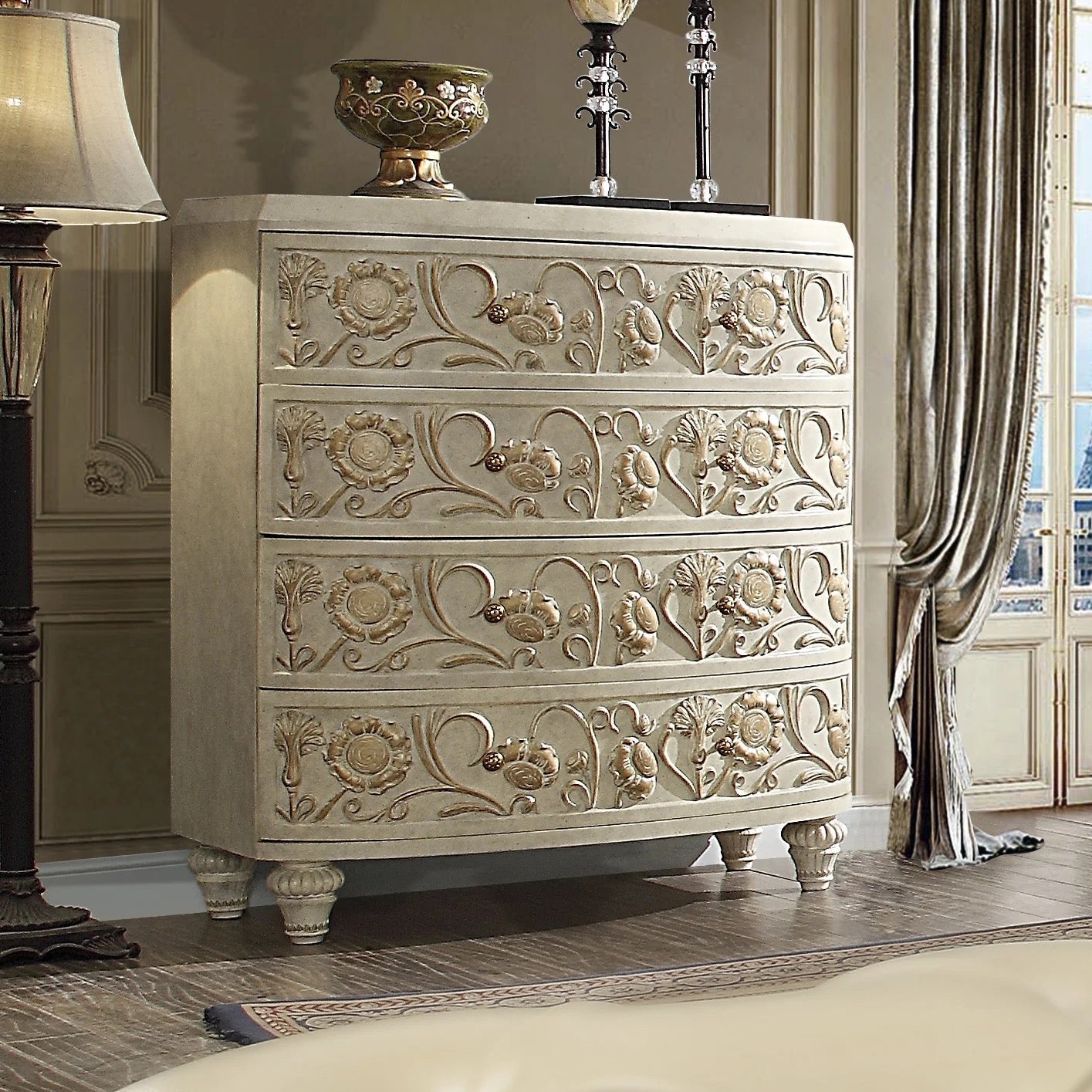 Luxury Bedroom Furniture Set American Baroque Design Carving Wooden Style Home Furniture