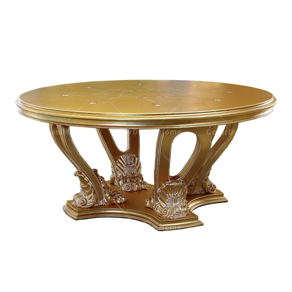 Dining Room Furniture Luxury Carving Wood 6 Seater Round Dining Table Set Baroque Design Furniture