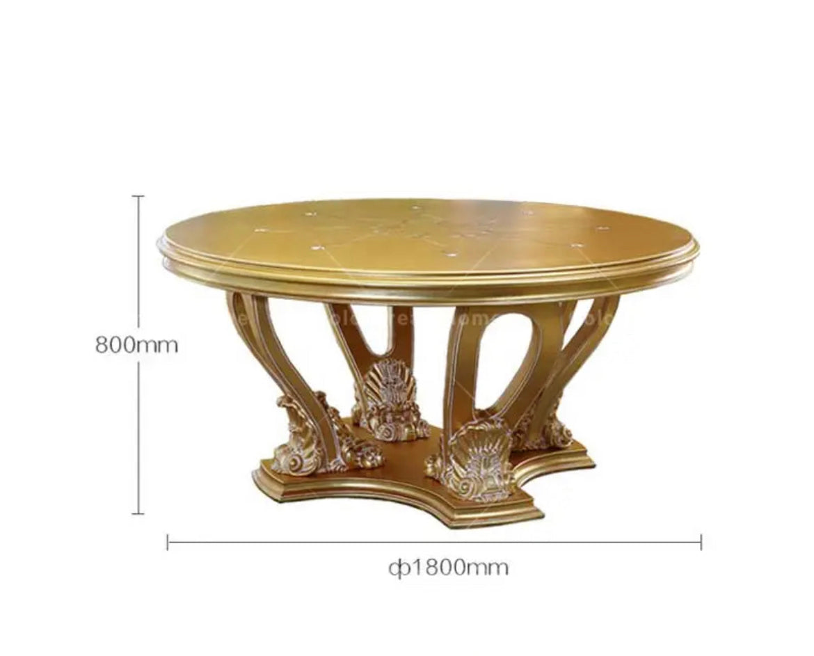 Dining Room Furniture Luxury Carving Wood 6 Seater Round Dining Table Set Baroque Design Furniture