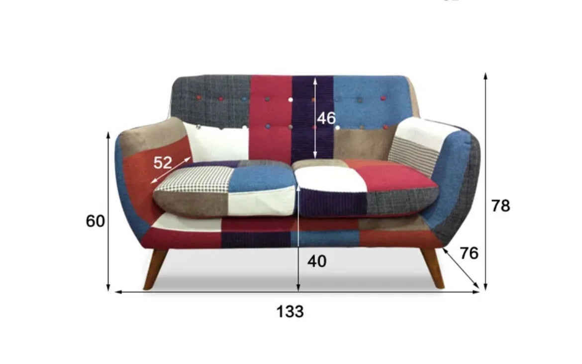 2 Seater Sofa Living Room Furniture Vintage Style Contrast Color Leather Loveseat Sofas