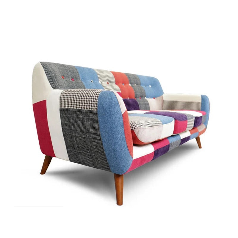 2 Seater Sofa Living Room Furniture Vintage Style Contrast Color Leather Loveseat Sofas