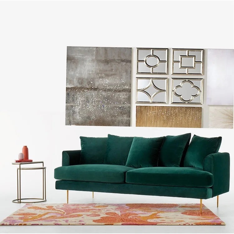 3 Seater Sofa Velvet Green Blue Fabric Sofas Fall Winter Living Room Furniture Design