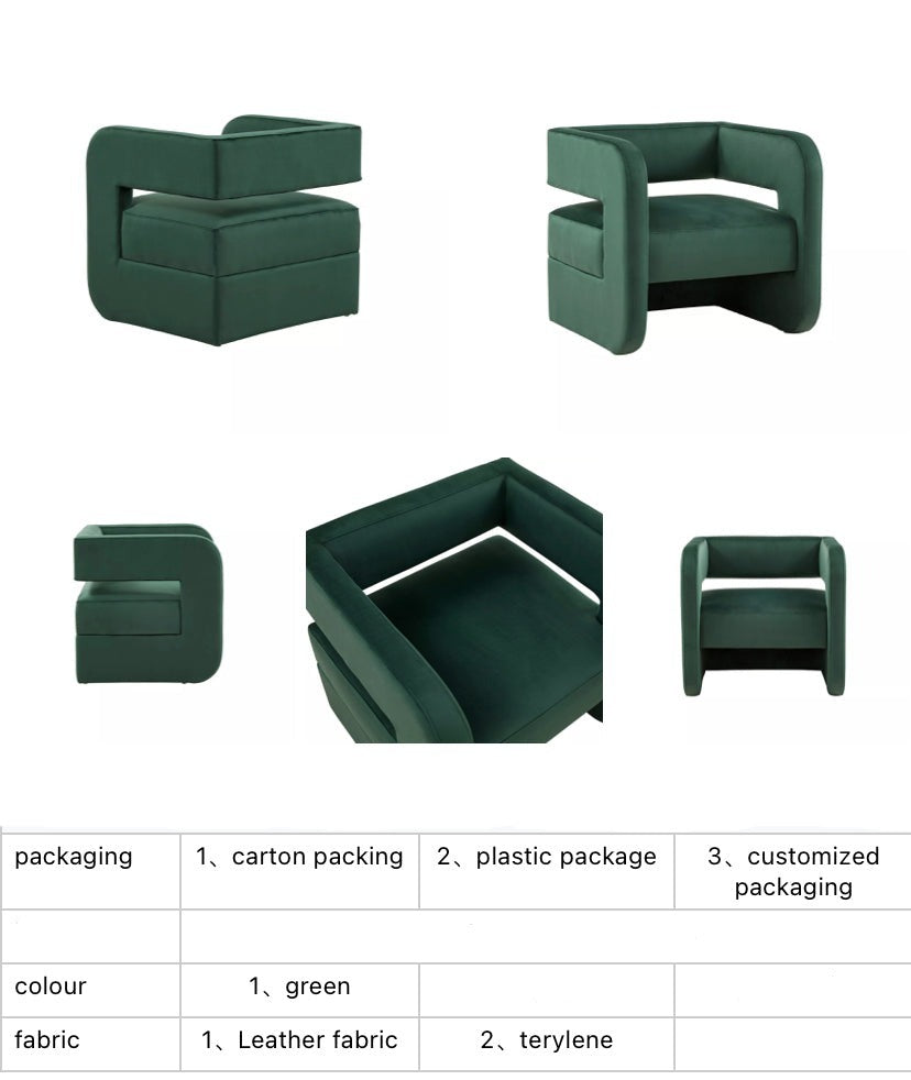 Nordic Green Linen Lounge Armchair, Modern Luxury Barrel Chair