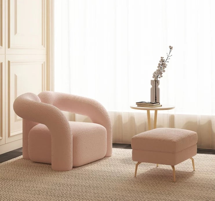 Nordic Accent Wool Armchair, Customizable Velvet Leisure Modern Chair