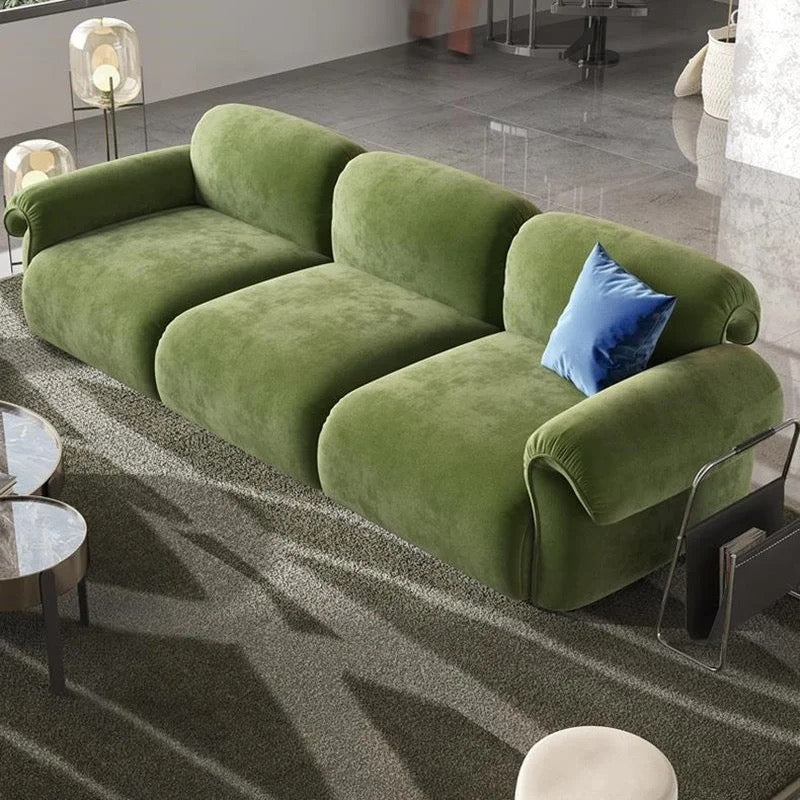 Sofá italiano de lujo con diseño de pulpo para sala de estar, pequeño sofá Vintage de terciopelo verde militar