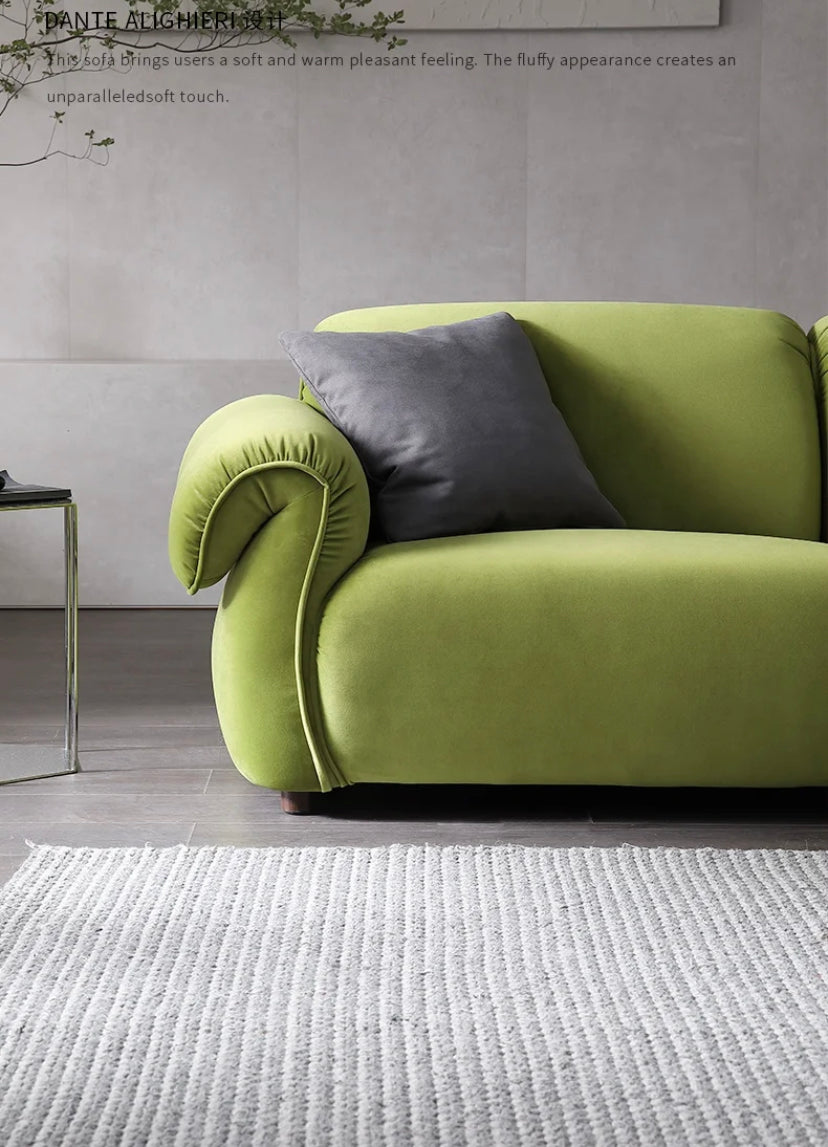 Sofá italiano de lujo con diseño de pulpo para sala de estar, pequeño sofá Vintage de terciopelo verde militar