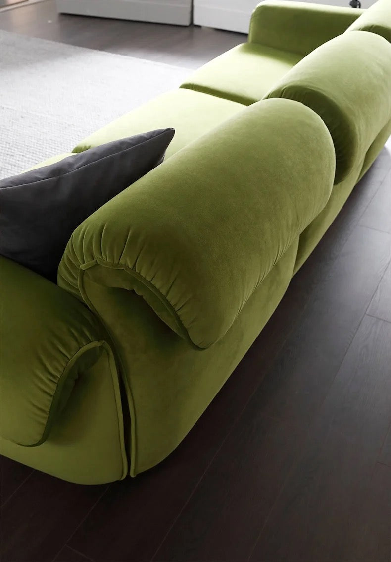 Sofá italiano de lujo con diseño de pulpo para sala de estar, pequeño sofá Vintage de terciopelo verde militar