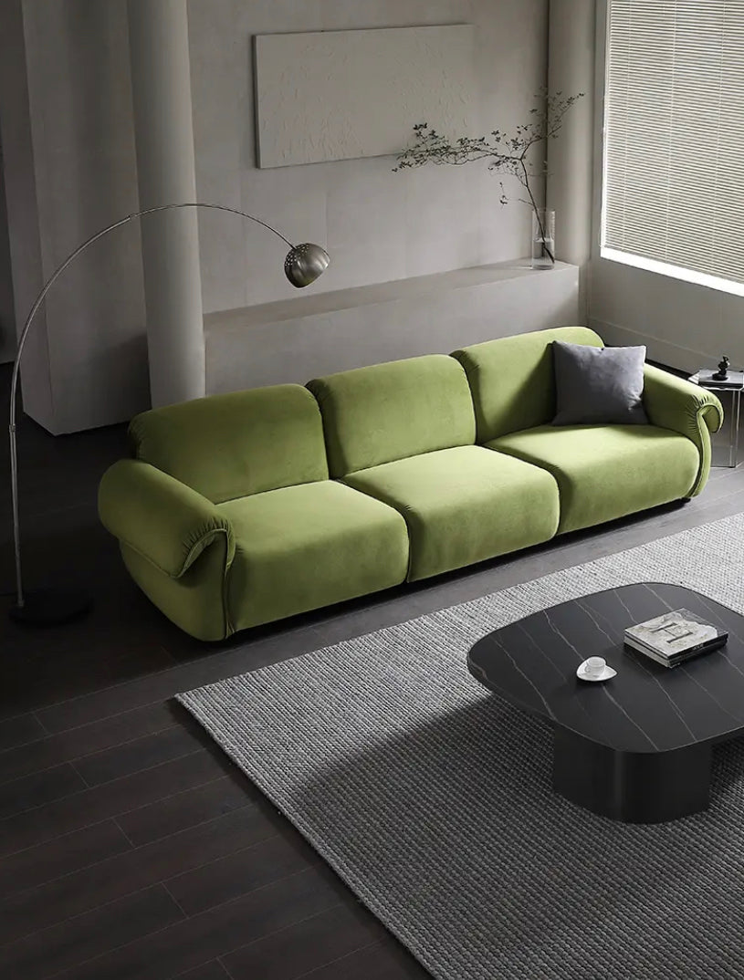 Sofá italiano de lujo con diseño de pulpo para sala de estar, pequeño sofá Vintage de terciopelo verde militar