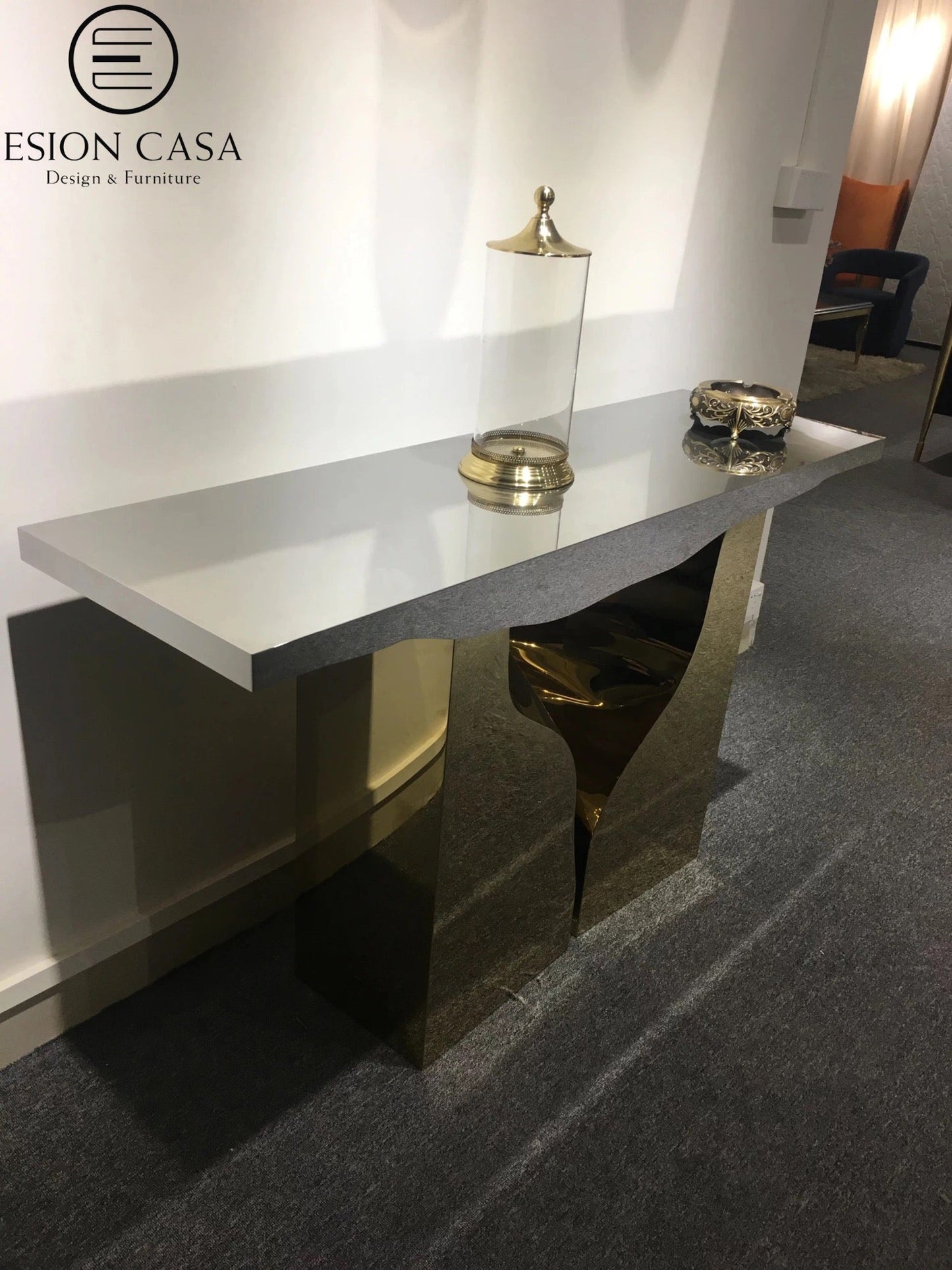 Hallway Entryway Gold White Consoles